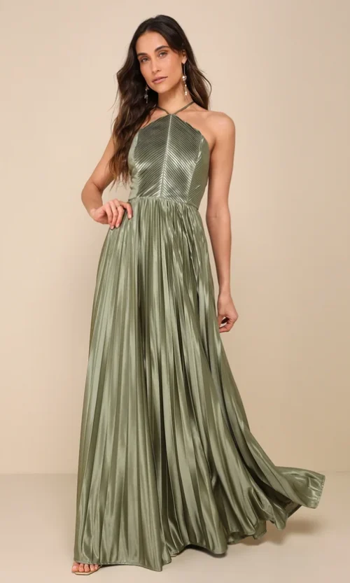Sage Veil — Pleated Dress