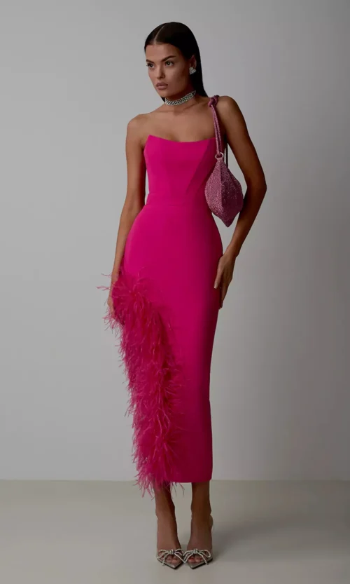 Fuchsia Feather- Midi — Dresss