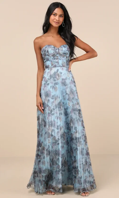 Blue Reverie — Pleated Maxi